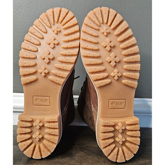 Pajar Women's Brown Faux Fur Leather Waterproof Lug Sole Canada Combat 6.5 - Picture 6 of 12